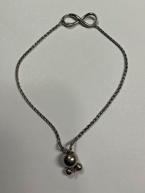 Sterling Silver Italian Lariat Style Slide Ball Infinity Bracelet . 0 to 8”